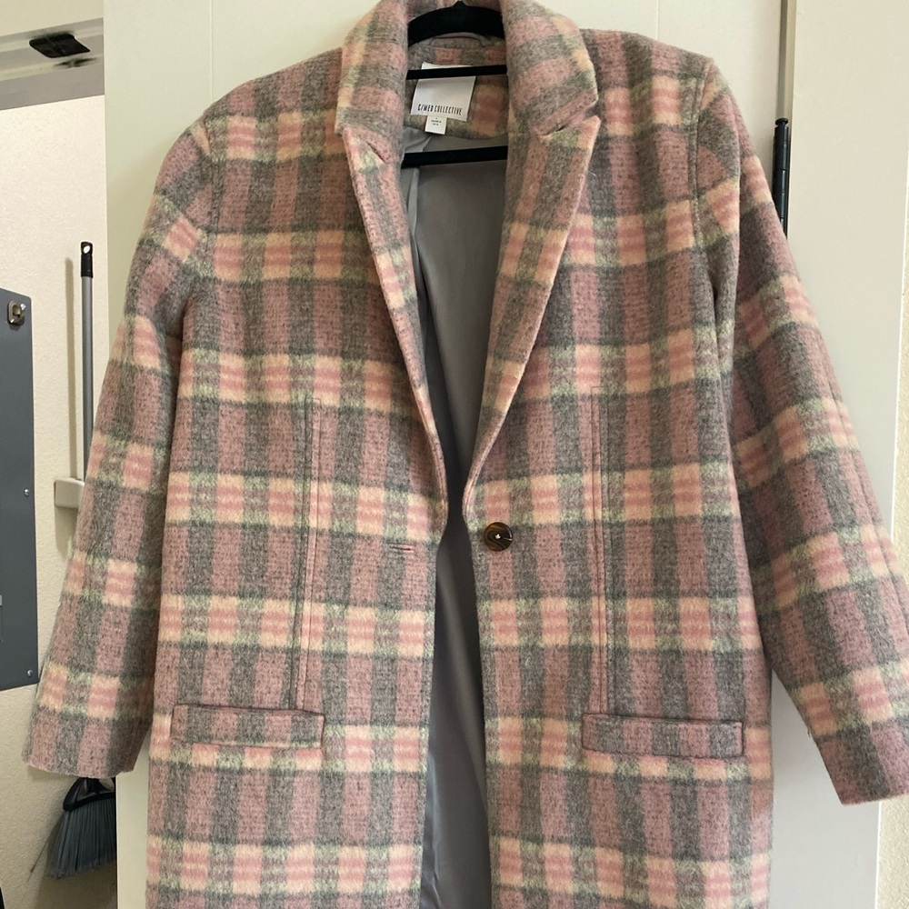C/MEO Collective oversized plaid wool coat worn once size S
